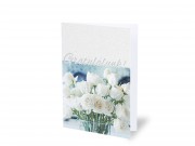 Képeslap fehér rózsás Gratulálunk glitteres + boríték 12x17cm 237169