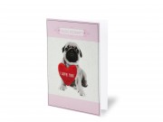 Képeslap kutya Boldog Szülinapot rózsaszín glitteres + boríték 12x17cm 236735
