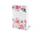 Képeslap rózsaszín virágok Boldog Szülinapot + fehér boríték 12x17cm 237176