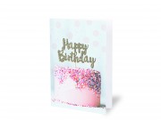 Képeslap torta rózsaszín Happy Birthday + boríték 12x17cm 236667