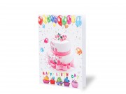 Képeslap tortás Happy Birthday  glitteres + boríték 12x17cm 236995