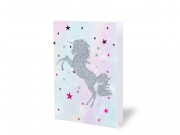 Képeslap unicornis glitteres + boríték 12x17cm 237305