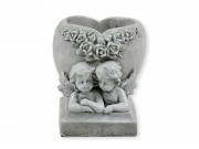 Kő szív + angyalok 16x17cm BE141