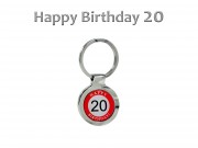 Kulcstartó kerek 20. Happy birthday 7,5cm 723439