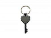 Kulcstartó szív kulcs fekete gravírozható 9cm