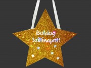 LEDes csillag dekoráció Boldog szülinapot 35cm 242866