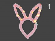 LEDes fejdísz nyuszifül rózsaszín/fehér 25cm 625762 2f