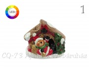 LEDes színváltós ház karácsonyi figurával 8cm APF100510 3f