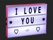 LEDes világító dekor tábla betűkészlettel pink 22x30cm 232690