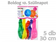 Lufi Boldog 10. Szülinapot színes 5db 30cm 21035