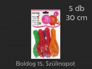 Lufi Boldog 15. Szülinapot színes 5db 30cm 21040