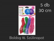 Lufi Boldog 18. Szülinapot színes 5db 30cm 21043