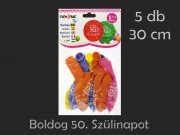 Lufi Boldog 50. Szülinapot színes 5db 30cm 21048