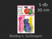 Lufi Boldog 6. Szülinapot színes 5db 30cm 21031