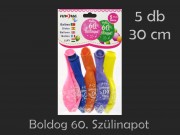 Lufi Boldog 60. Szülinapot színes 5db 30cm 21049