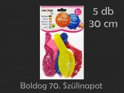 Lufi Boldog 70. Szülinapot színes 5db 30cm 21050