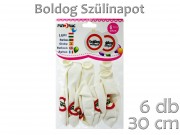 Lufi Boldog Szülinapot fehér 6db 30cm 602142