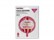 Lufi fólia 1st Happy Birthday rózsaszín 45cm