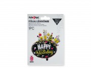 Lufi fólia Happy Birthday fekete 45cm 617903