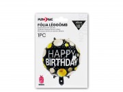 Lufi fólia Happy Birthday fekete pöttyös 45cm 614179