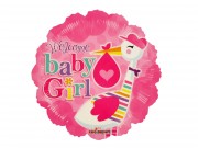 Lufi fólia gömb Welcome baby Girl pink 46cm 19730-18