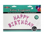 Lufi fólia szett Happy Birthday rózsaszín 13db 606058