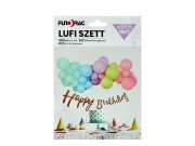 Lufi szett pasztell + Happy Birthday felirat 45db 619518