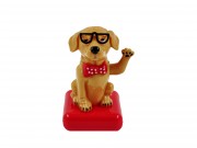 Napelemes integető kutya szemüveges 11cm 57/9787