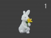 Nyuszi fehér flokkolt + virág 8cm 252943030 4f