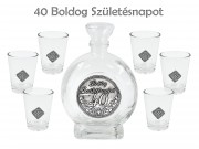 Pálinkás készlet 6db pohár 0,5l palack 40. Boldog Születésnapot fémcímkés