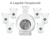 Pálinkás készlet 6db pohár 250ml palack Legjobb Horgásznak fémcímkés