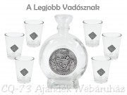 Pálinkás készlet 6db pohár 250ml palack Legjobb Vadásznak fémcímkés