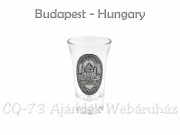 Pálinkás pohár 5cl Budapest Parlament fémcímkés