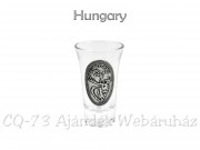 Pálinkás pohár 5cl Szarvasos Hungary fémcímkés