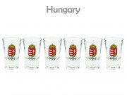 Pálinkás pohár szett 3,4cl 6db Címeres Hungary