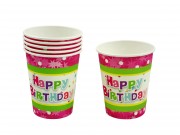 Papír pohár Happy Birthday rózsaszín 2,7dl 6db