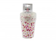 Papírpohár rózsaszín pöttyös 6db 250ml 654960