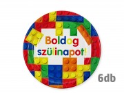 Papírtányér Boldog Szülinapot legós 6db 22,5cm 624475