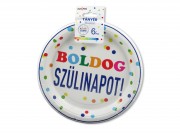 Papírtányér Boldog Szülinapot pöttyös 6db 22cm 615282