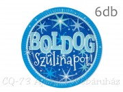 Papírtányér szett Boldog szülinapot kék 6db 22cm M33527