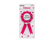 Party kitűző Boldog Szülinapot ezüst/pink 8x15cm 624901
