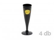 Party pezsgős pohár fekete/arany 4db 17cm 178000510