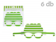 Party szemüveg zöld csíkos 6db 16,5cm 30496