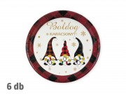 Party tányér Boldog Karácsonyt manós 6db 22,5cm 661272