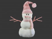 Plüss hóember fehér/rózsaszín 42cm 415573