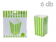 Popcorn doboz zöld csíkos 6db 8x14cm 30511