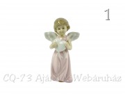Porcelán angyalka szívvel fehér-rózsaszín 11cm 181012 2f
