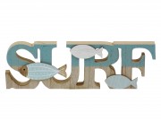 Surf dekoráció + halacskák natúr/türkiz 25x8cm 064698