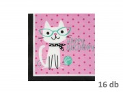 Szalvéta Happy Birthday cicás rózsaszín 16db 2 rétegű 33cm 611762