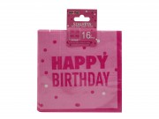 Szalvéta Happy Birthday rózsaszín kétrétegű 16db 33x33cm 615183